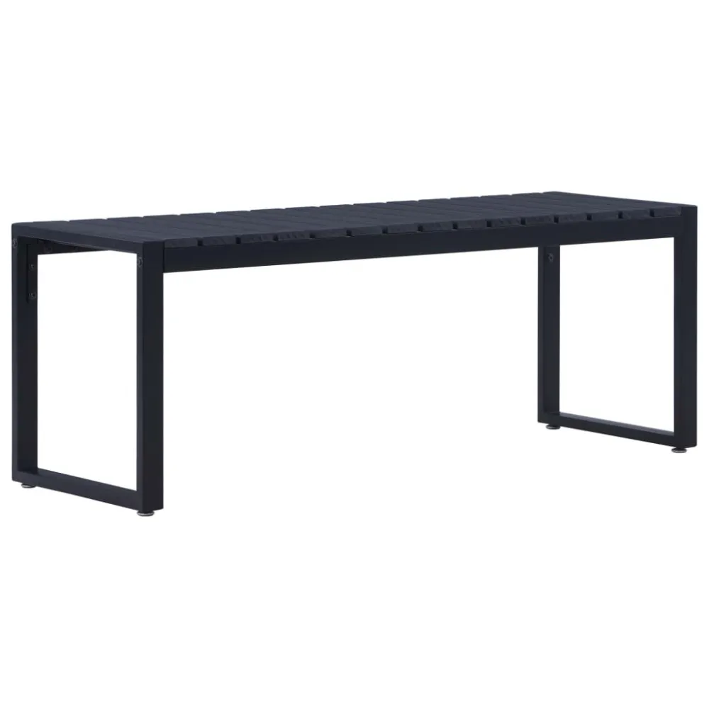 Banco jardim 120,5 cm placa de PS preto com Almofada Inclusa