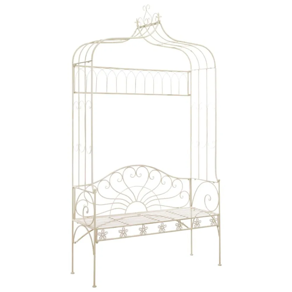 Banco de jardim 122 cm ferro branco antigo para Relaxamento ao Ar Livre