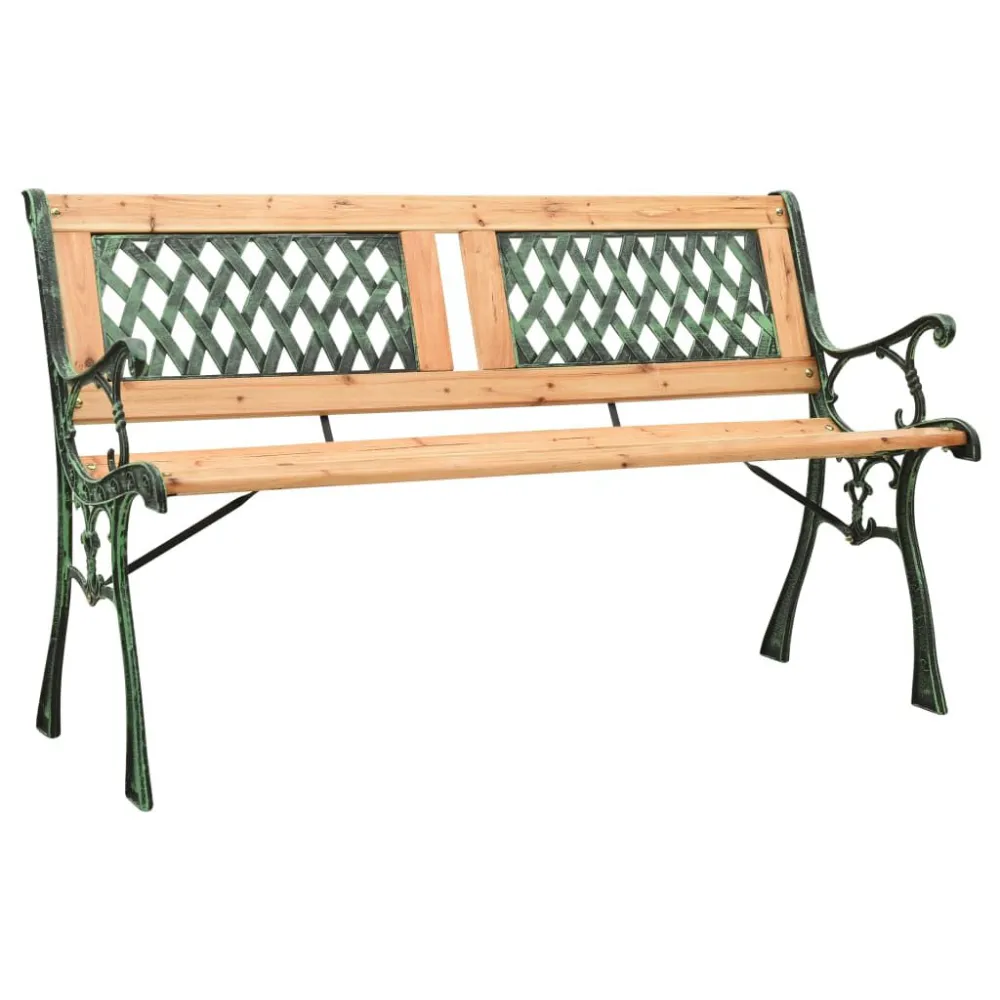 Banco de jardim 122 cm ferro fundido e madeira de abeto maciç com Revestimento em Textilene