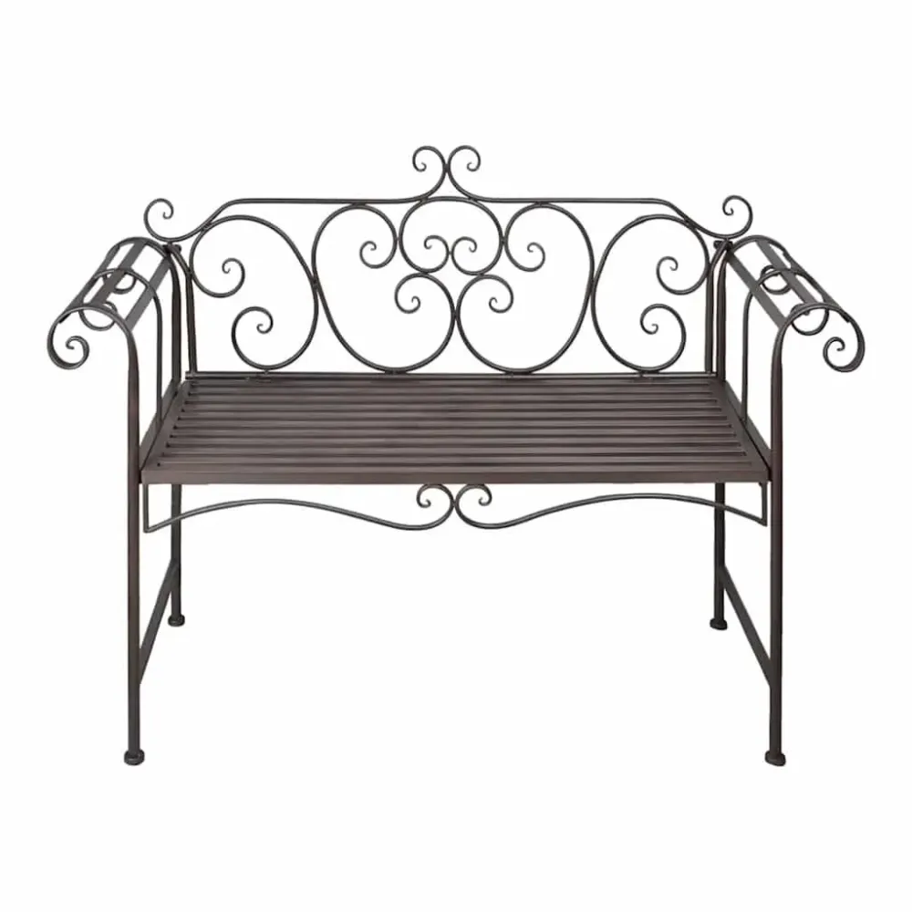 Banco de jardim 132 cm ço antigo castanho | Resistente à Chuva | Confortável