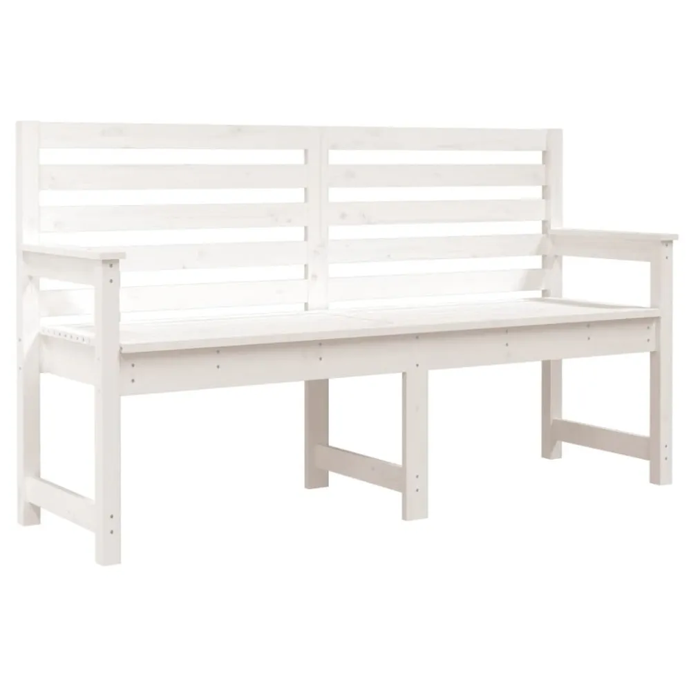 Banco de jardim 159,5x48x91,5 cm madeira de pinho maciç branco com Tecido Impermeável UV