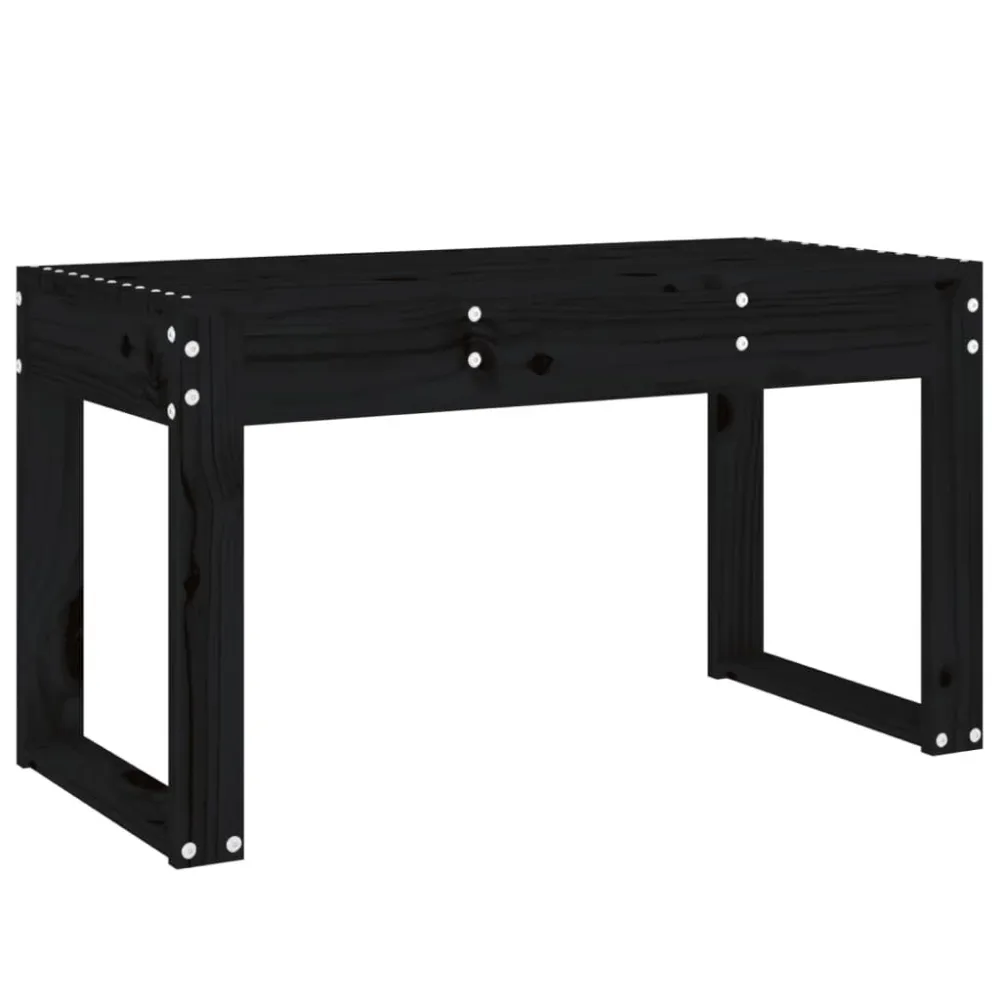 Banco de jardim 80x38x45 cm madeira de pinho maciç preto com Estrutura em Alumínio