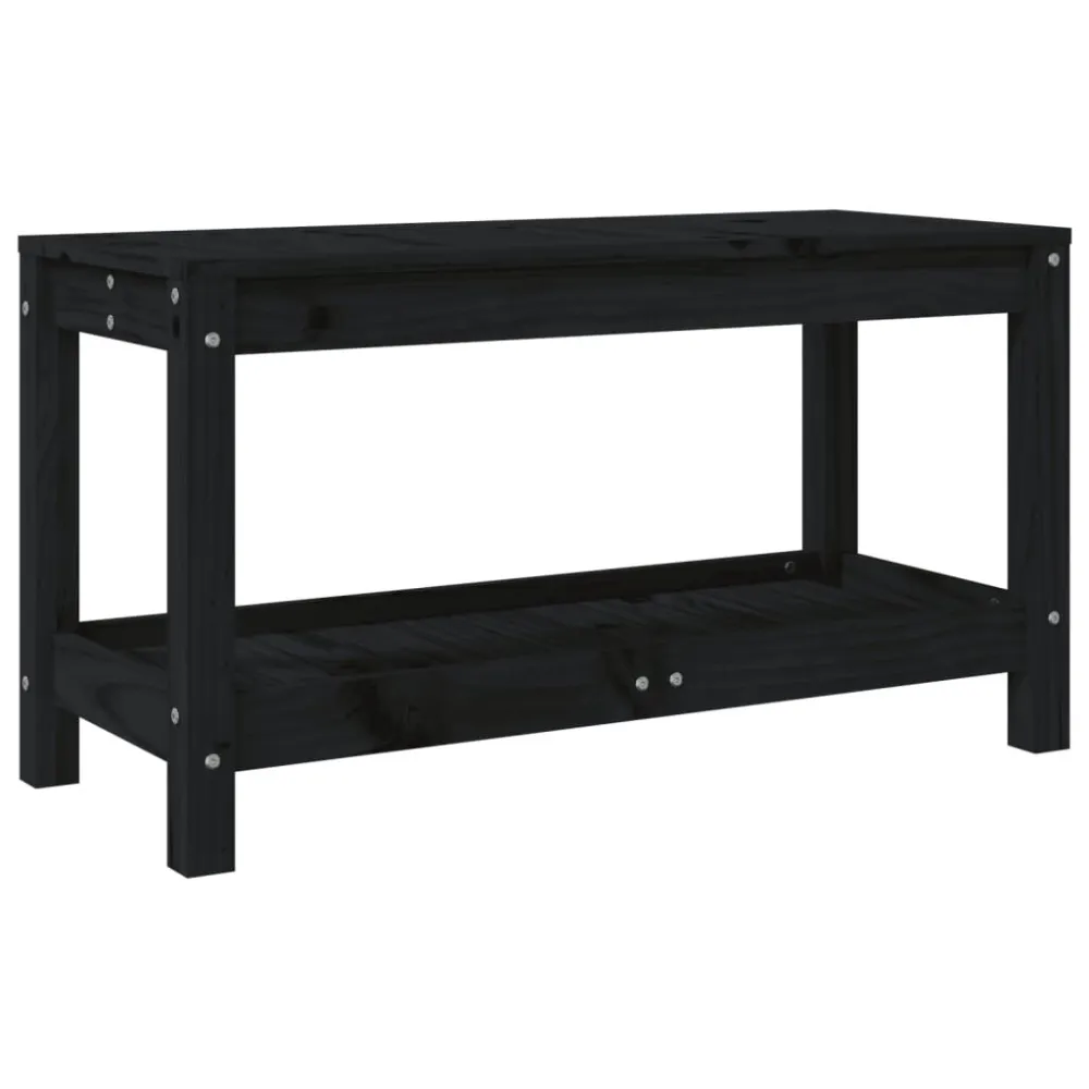Banco de jardim 82,5x35x45 cm madeira de pinho maciç preto com Encosto Ajustável