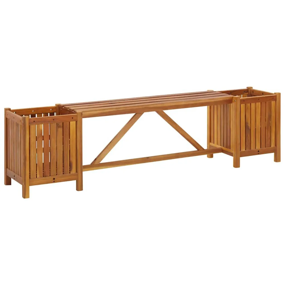 Banco de Jardim Banco de jardim com 2 vasos 150x30x40 cm madeira acácia maciç