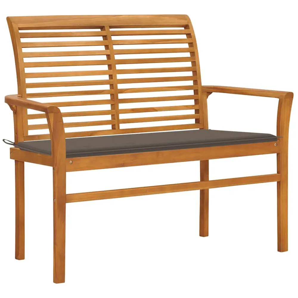 Banco jardim com almofadão cinza-acastanhado 112 cm teca maciç em Ferro Forjado