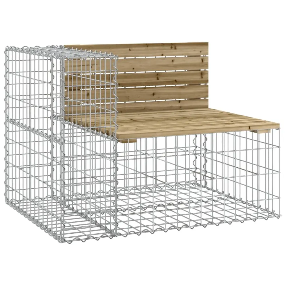 Banco de jardim com design gabião 184x71x65,5cm pinho impregnado com Revestimento em Textilene