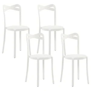 Banco de Jardim Conjunto de 4 cadeiras de jardim CAMOGLI Material sintético Branco