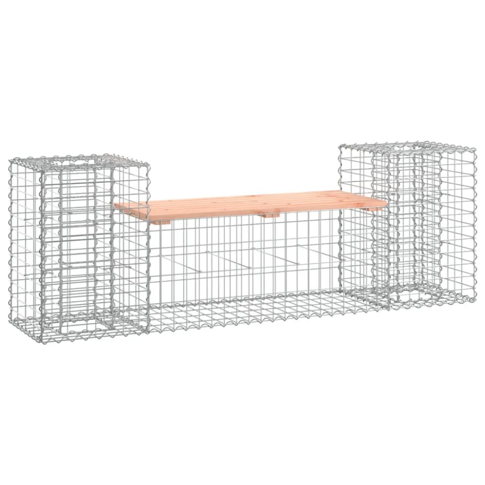Banco jardim design gabião 183x41x60,5cm madeira douglas maciç em Tecido Sunbrella