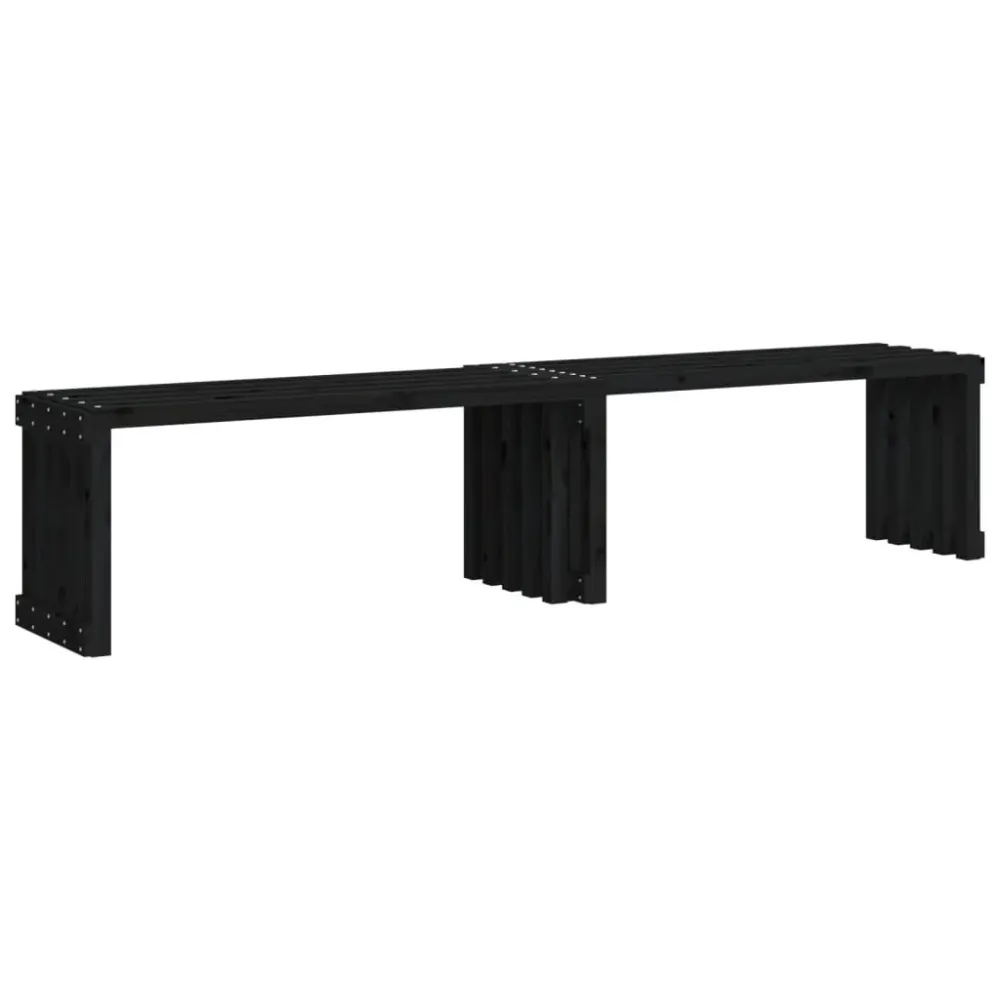 Banco de jardim extensível 212,5x40,5x45 cm pinho maciço preto com Tecido Impermeável UV