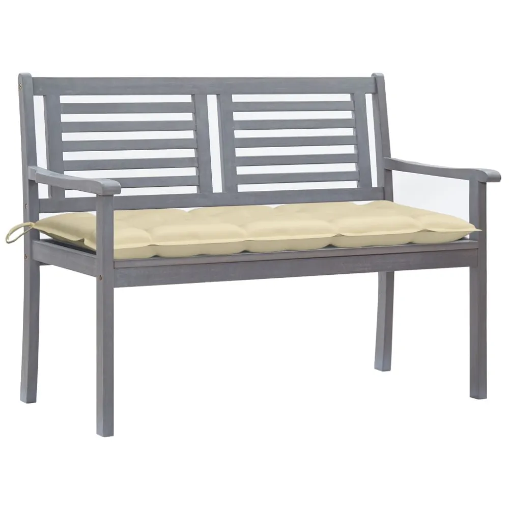 Banco de jardim 2 lugares com almofadão 120 cm eucalipto cinza Fácil de Guardar