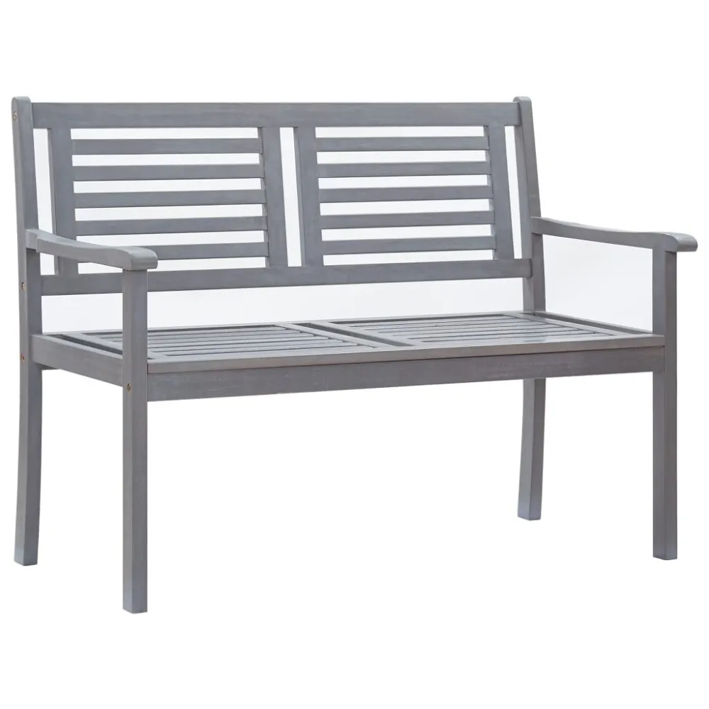 Banco de jardim 2 lugares com almofadão 120 cm eucalipto cinza | Resistente à Chuva | Confortável