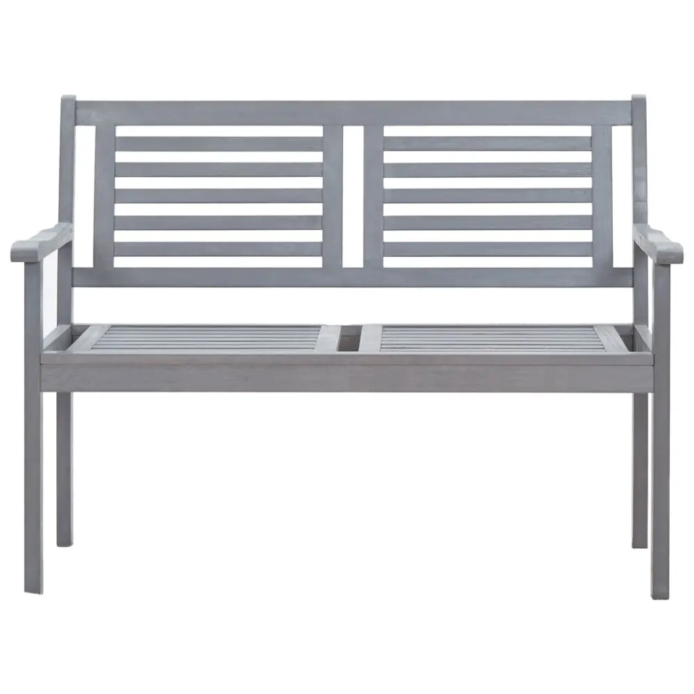 Banco de jardim 2 lugares com almofadão 120 cm eucalipto cinza | Resistente à Chuva | Confortável