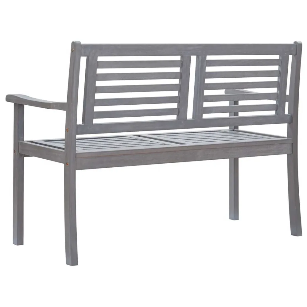 Banco de jardim 2 lugares com almofadão 120 cm eucalipto cinza com Encosto Ajustável