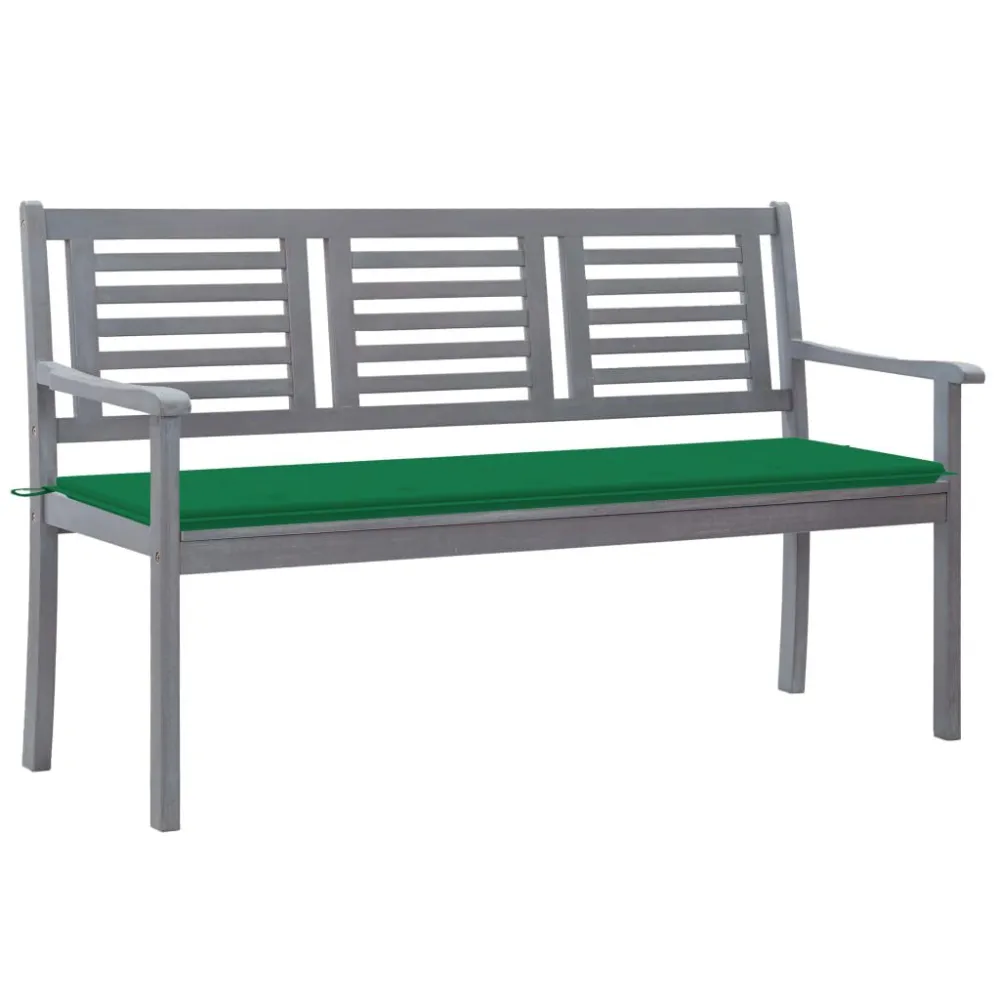 Banco de jardim 3 lugares com almofadão 150 cm eucalipto cinza em Tecido Sunbrella