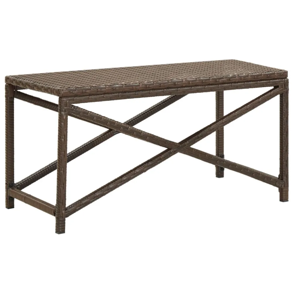 Banco de jardim 80 cm vime PE castanho para Piscina e Jardim