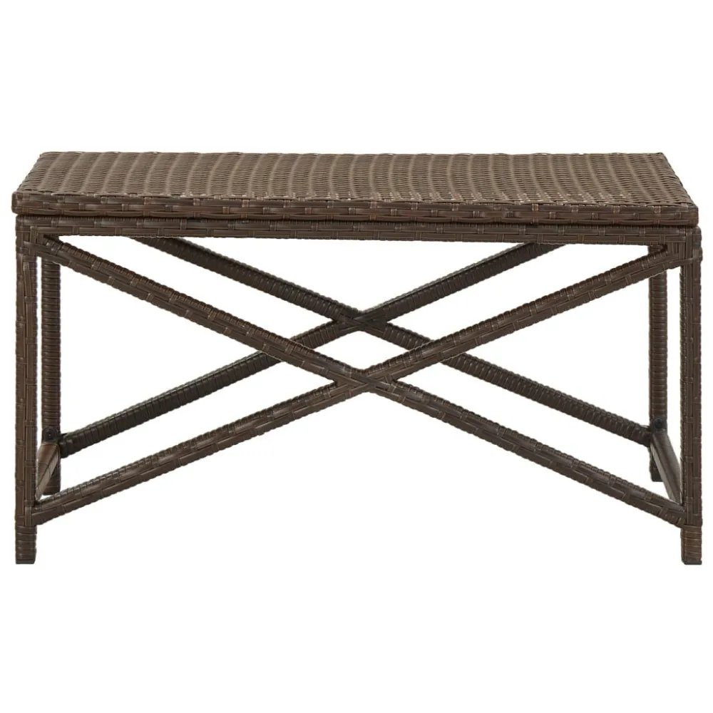 Banco de jardim 80 cm vime PE castanho para Piscina e Jardim