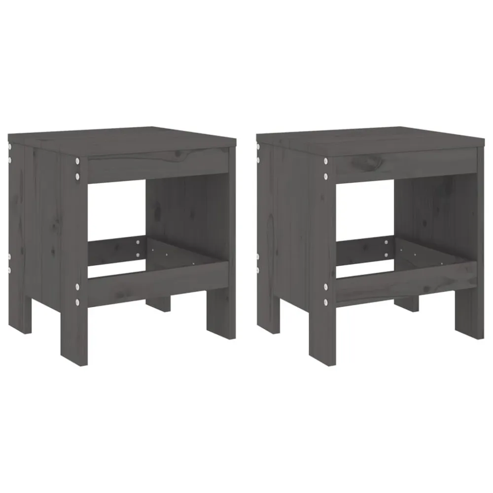 Bancos de jardim 2 pcs 40x36x45 cm pinho maciço cinzento para Relaxamento ao Ar Livre