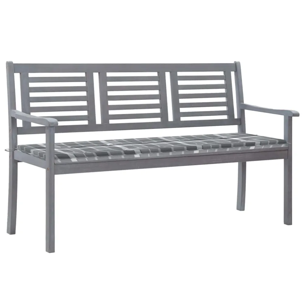 Cadeira de Balanço Banco de jardim 3 lugares com almofadão 150 cm eucalipto cinza