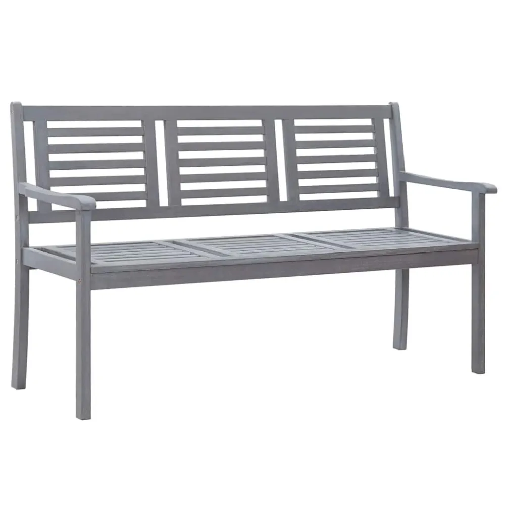 Cadeira de Balanço Banco de jardim 3 lugares com almofadão 150 cm eucalipto cinza