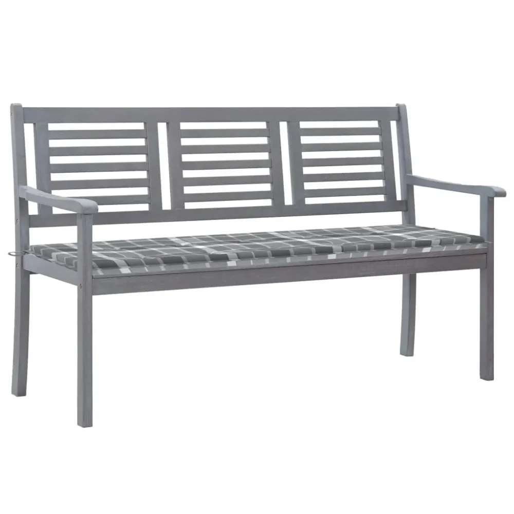 Cadeira de Balanço Banco de jardim 3 lugares com almofadão 150 cm eucalipto cinza
