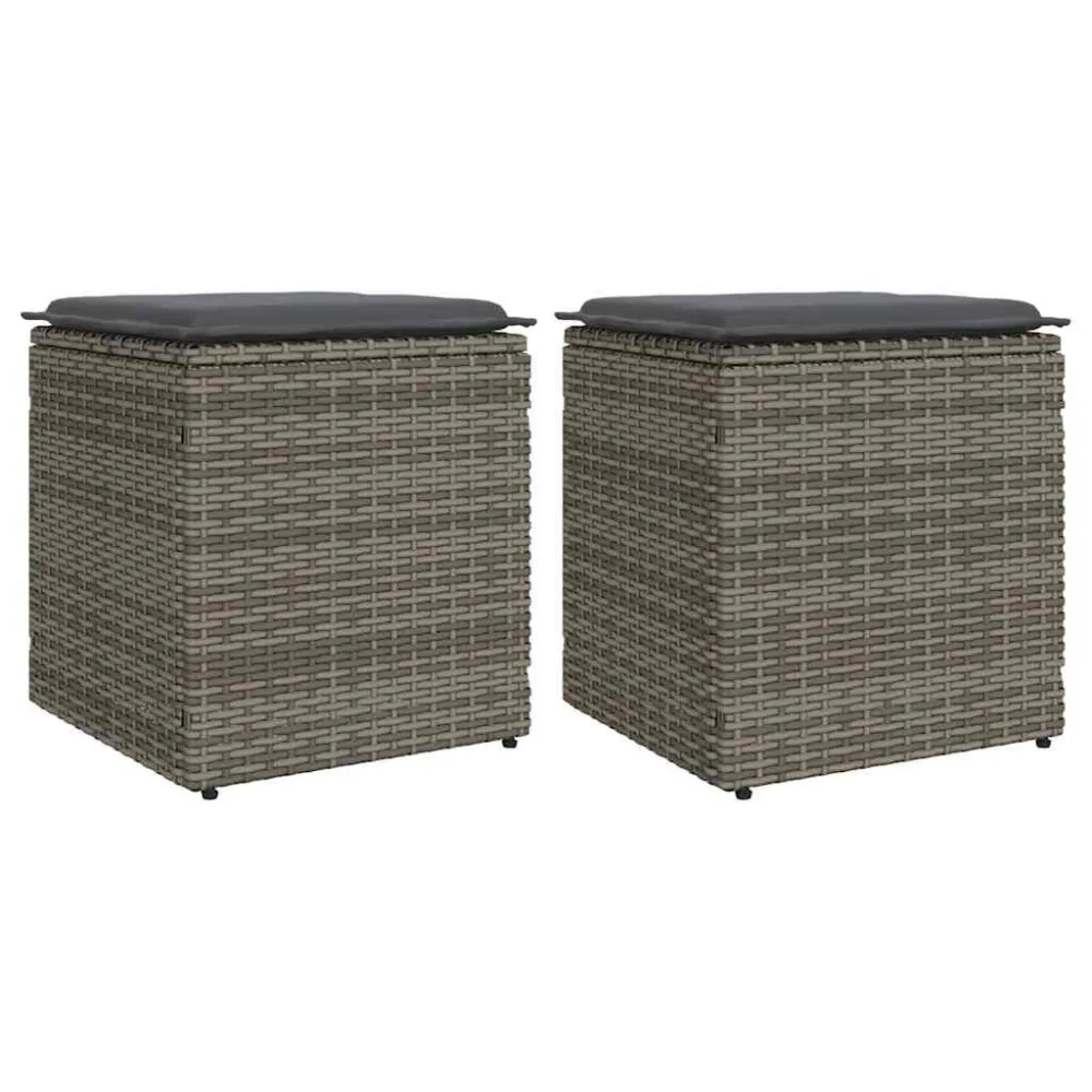 Cadeira de Jardim Bancos jardim com almofadas 2 unid 40x40x43 cm vime PE cinzento