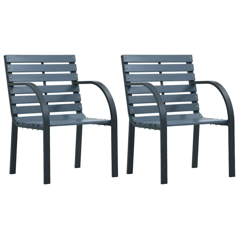 Cadeiras de jardim 2 pcs abeto maciço/ço revestido pó cinza Dobrável e Portátil