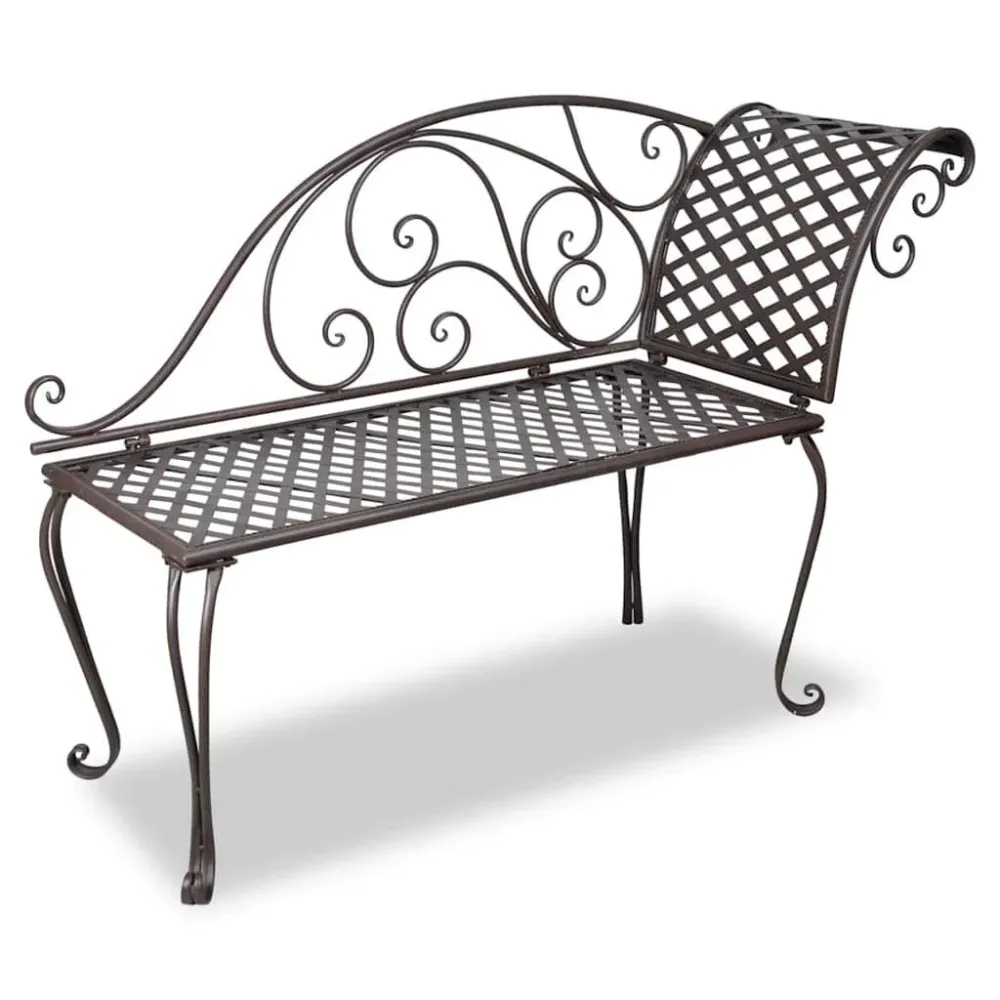 Chaise lounge para jardim 128 cm ço antigo castanho Dobrável e Portátil