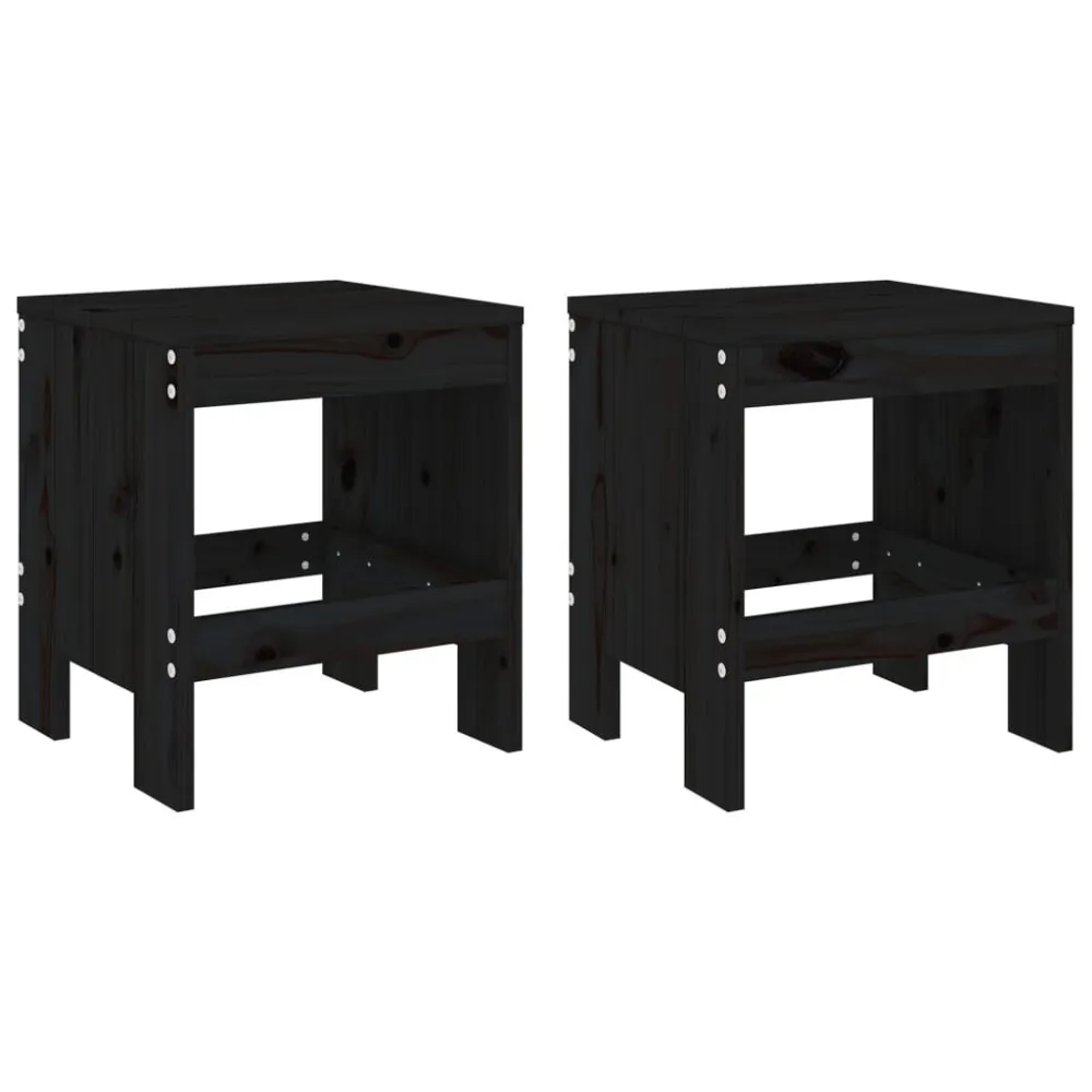 Conjunto Completo de Bancos de jardim 2 pcs 40x36x45 cm pinho maciço preto