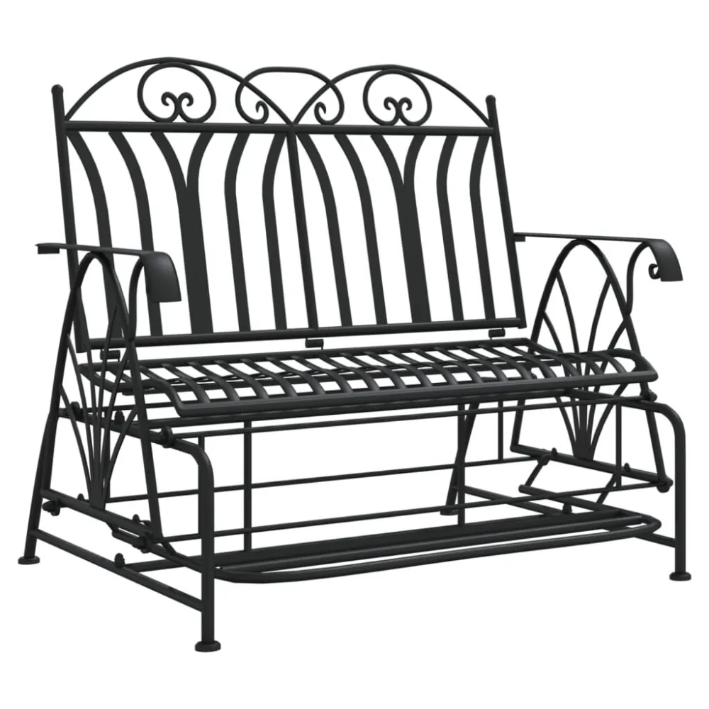 Design Ergonômico e Confortável Banco de alpendre de 2 lugares 114 cm ço preto