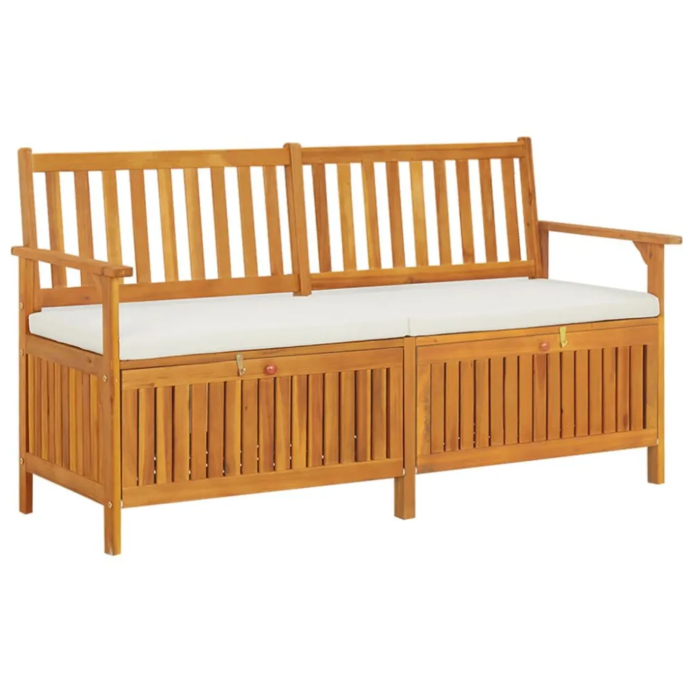 Design Ergonômico e Confortável Banco de arrumação com almofadão 148 cm madeira de acácia maciç