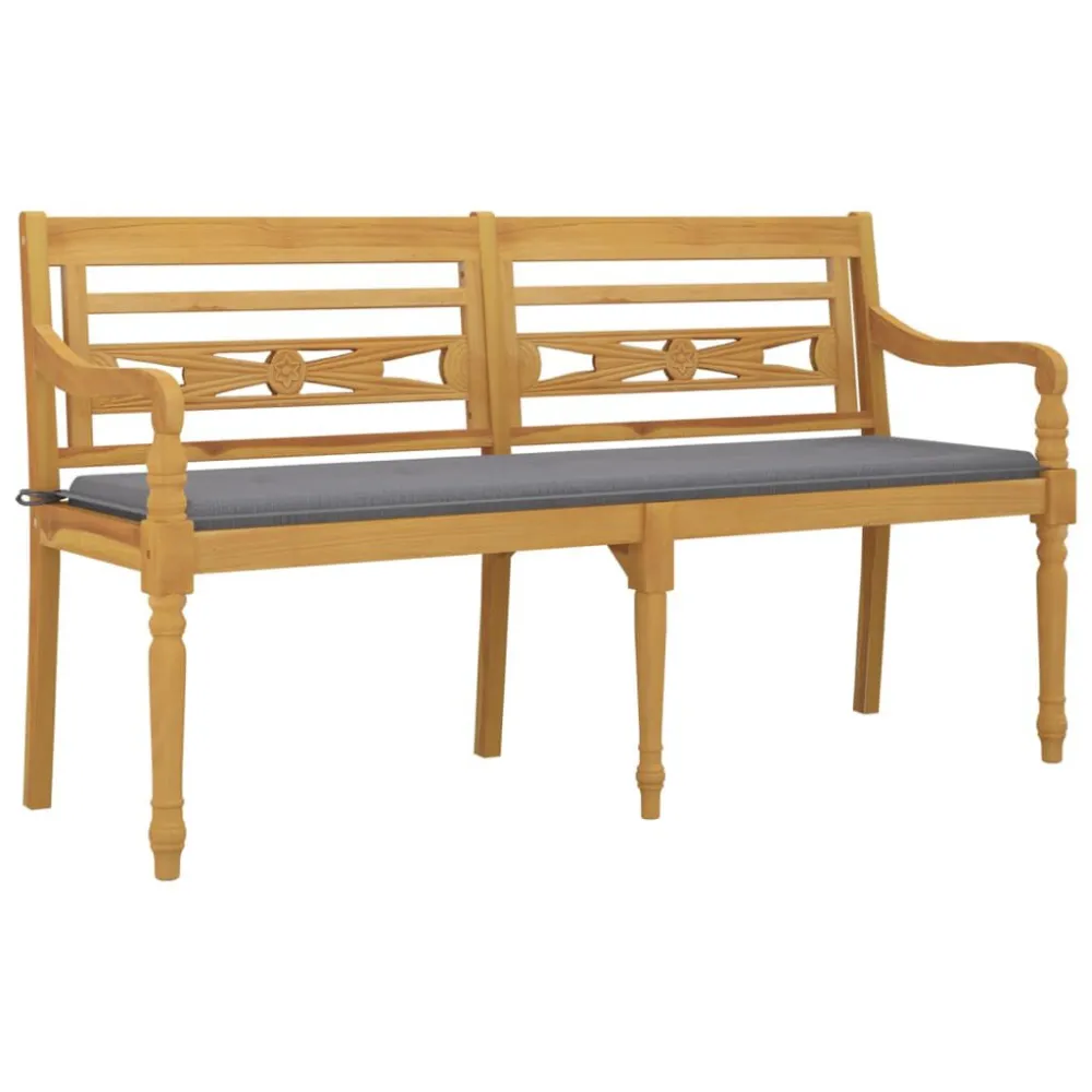 Design Ergonômico e Confortável Banco Batávia com almofadão cinza 150 cm madeira de teca maciç