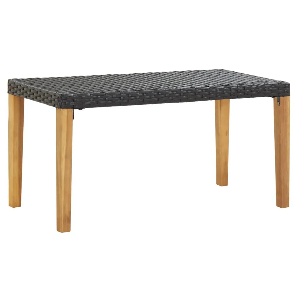 Design Ergonômico e Confortável Banco de jardim 120 cm vime PE e madeira de acácia maciç preto