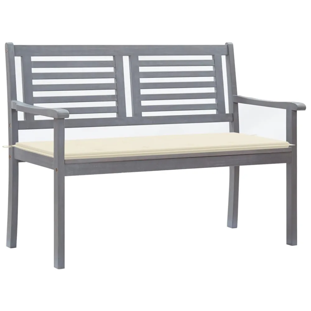 Design Ergonômico e Confortável Banco de jardim 2 lugares com almofadão 120 cm eucalipto cinza