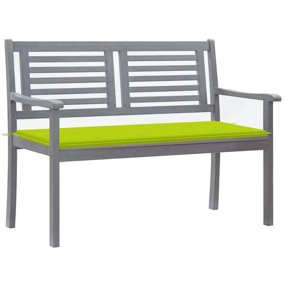 Espreguiçadeira de Exterior Banco de jardim 2 lugares com almofadão 120 cm eucalipto cinza
