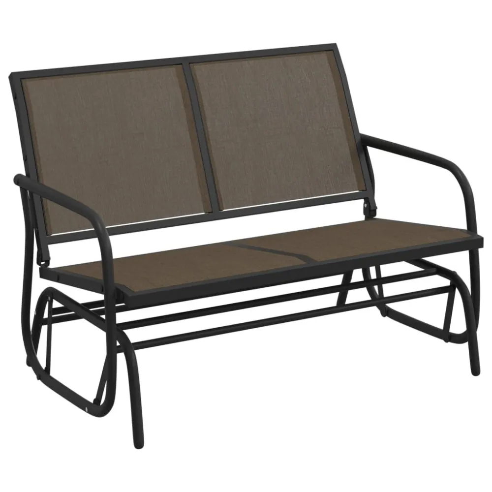 Espreguiçadeira de Exterior Banco oscilante para jardim 120,5x76x86,5 textilene/ço castanho