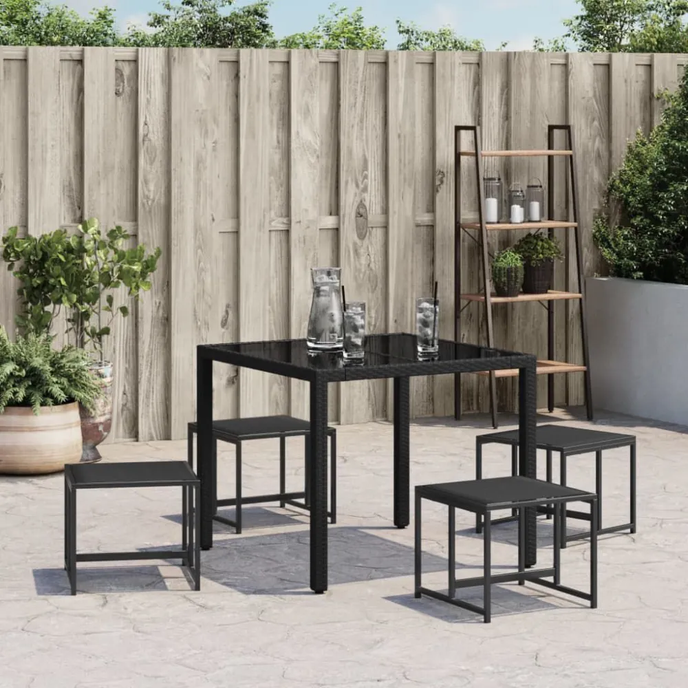 Espreguiçadeira de Exterior Bancos de jardim 4 pcs ço e textilene preto