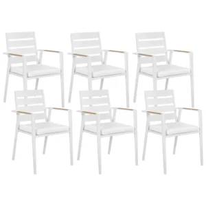 Espreguiçadeira de Exterior Conjunto de 6 cadeiras de jardim TAVIANO Metálico Branco