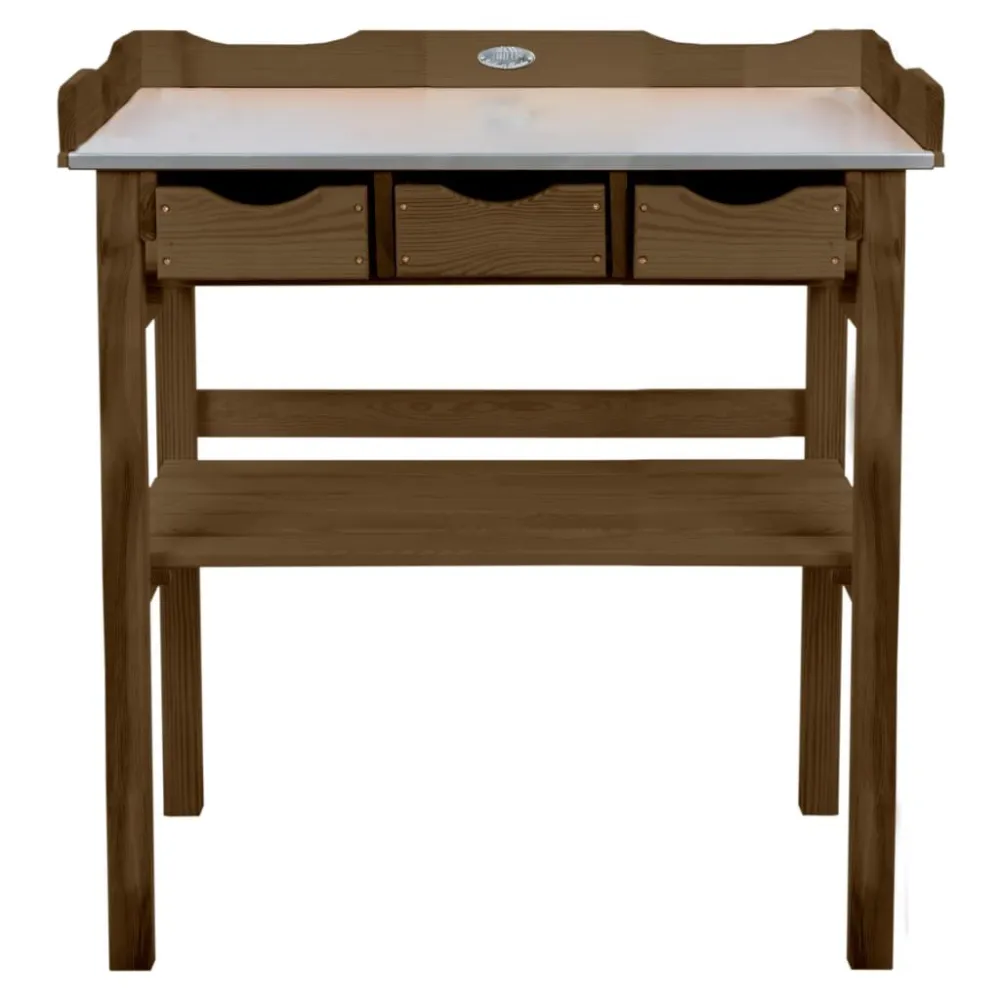 Esschert Design Mesa de jardinagem com gavetas castanho Fácil de Guardar