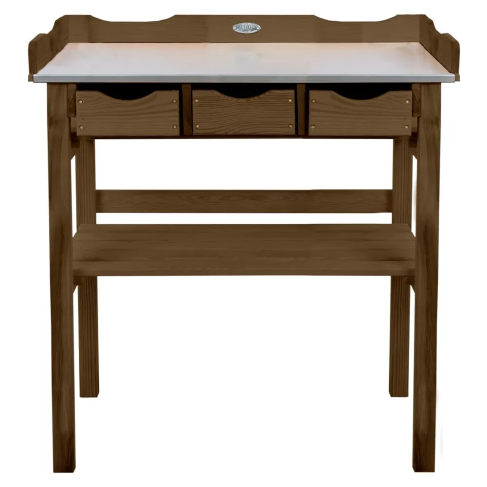 Esschert Design Mesa de jardinagem com gavetas castanho Fácil de Guardar