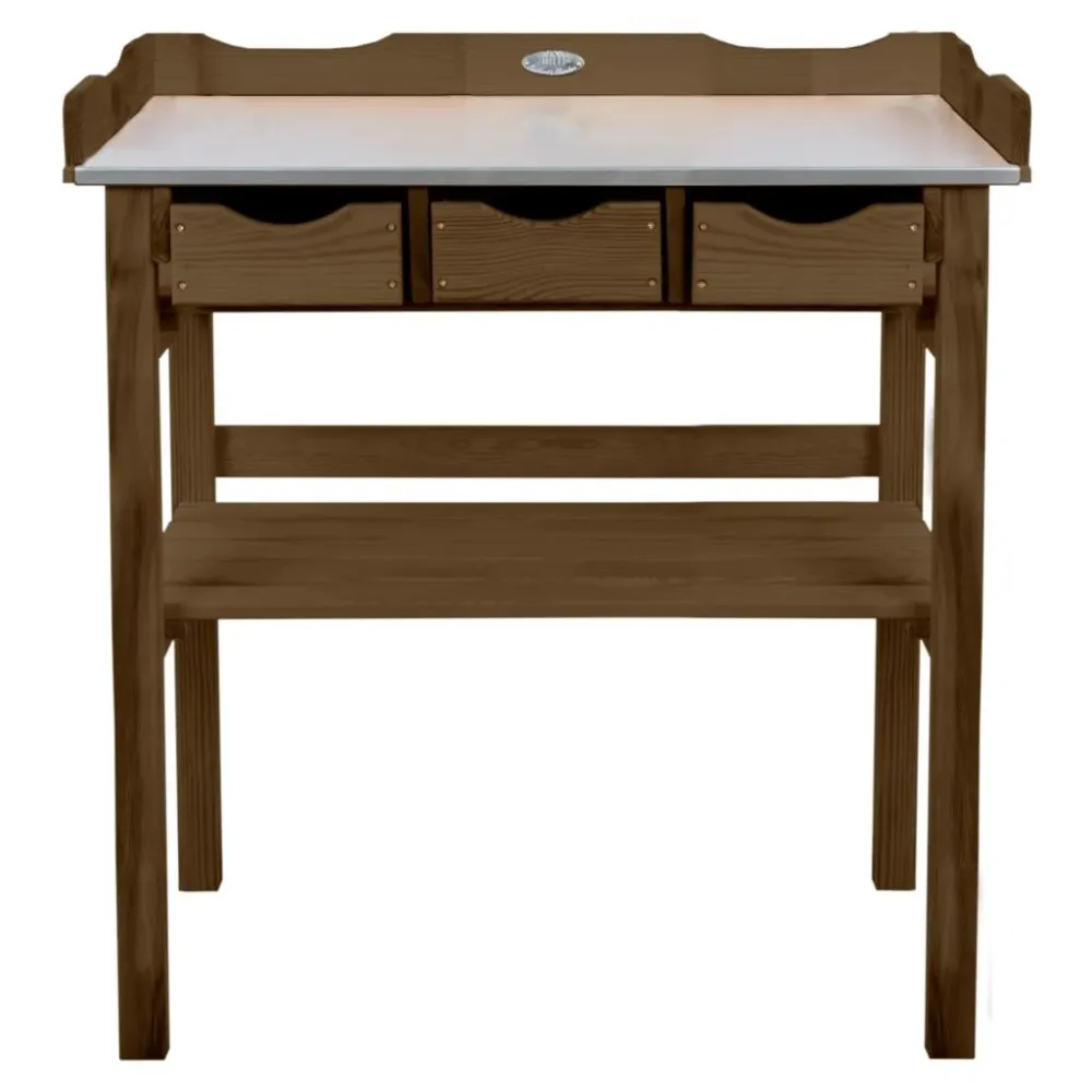 Esschert Design Mesa de jardinagem com gavetas castanho Fácil de Guardar