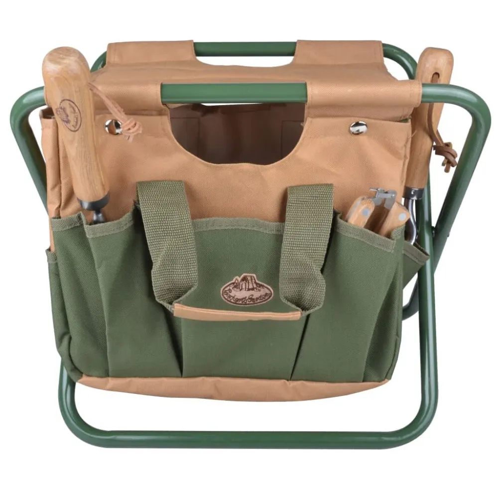 Esschert Design Saco para ferramentas de jardim e banco GT01 em Ferro Forjado