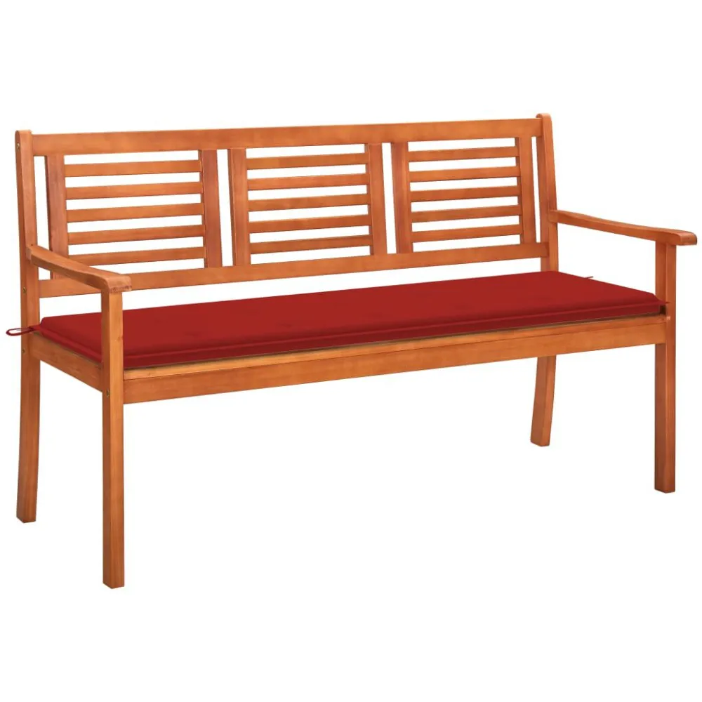 Premium Resistente ao Tempo Banco de jardim 3 lugares com almofadão 150 cm eucalipto maciço
