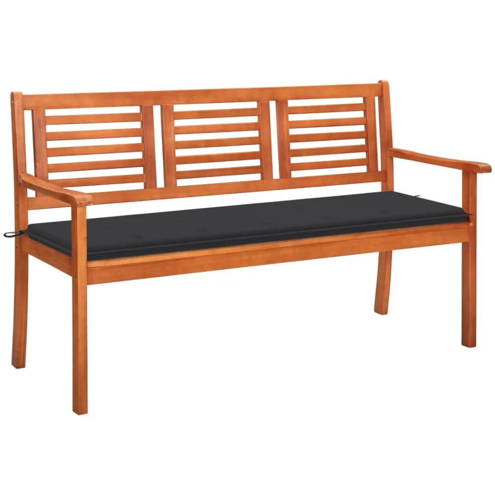 Premium Resistente ao Tempo Banco de jardim 3 lugares com almofadão 150 cm eucalipto maciço