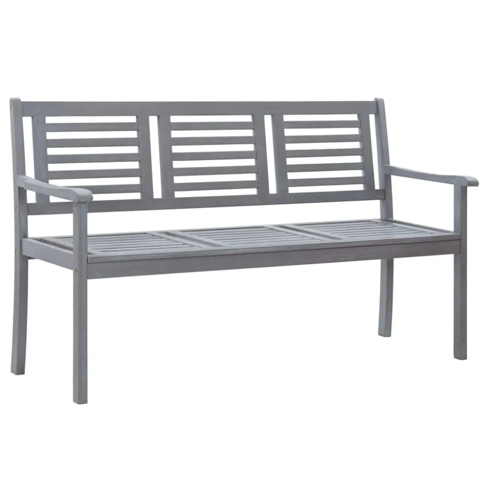 Premium Resistente ao Tempo Banco de jardim 3 lugares com almofadão 150 cm eucalipto cinza