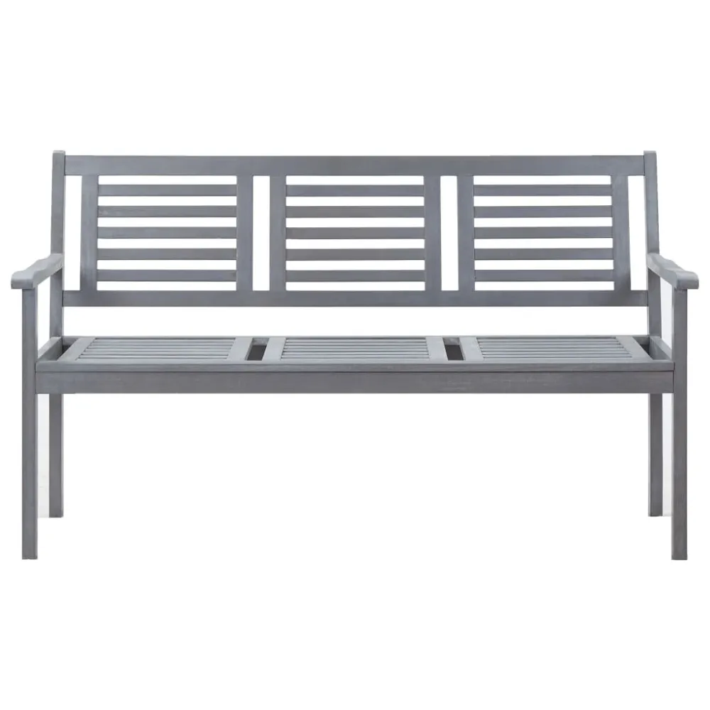 Premium Resistente ao Tempo Banco de jardim 3 lugares com almofadão 150 cm eucalipto cinza
