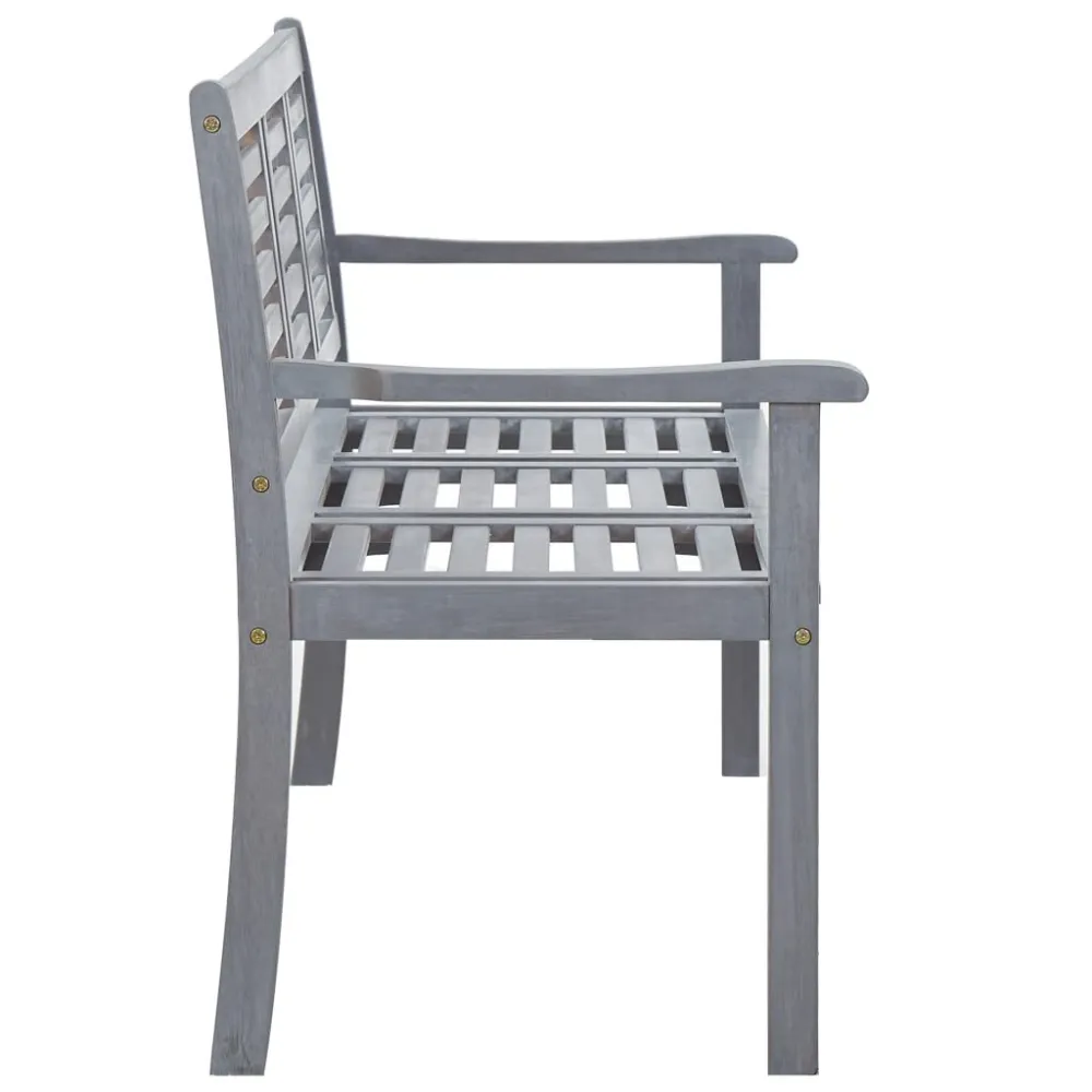 Premium Resistente ao Tempo Banco de jardim 3 lugares com almofadão 150 cm eucalipto cinza