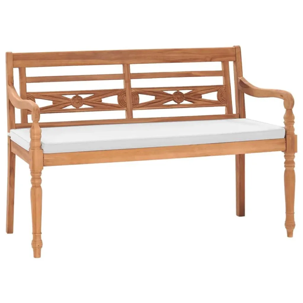Puf de Exterior Banco Batávia com almofadões 120 cm teca