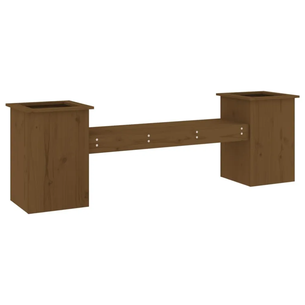 Puf de Exterior Banco com vasos 184,5x39,5x56,5 cm pinho maciço castanho-mel