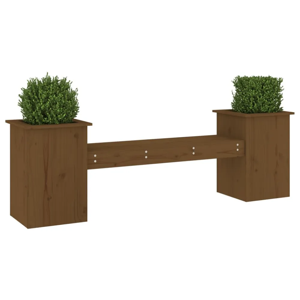 Puf de Exterior Banco com vasos 184,5x39,5x56,5 cm pinho maciço castanho-mel