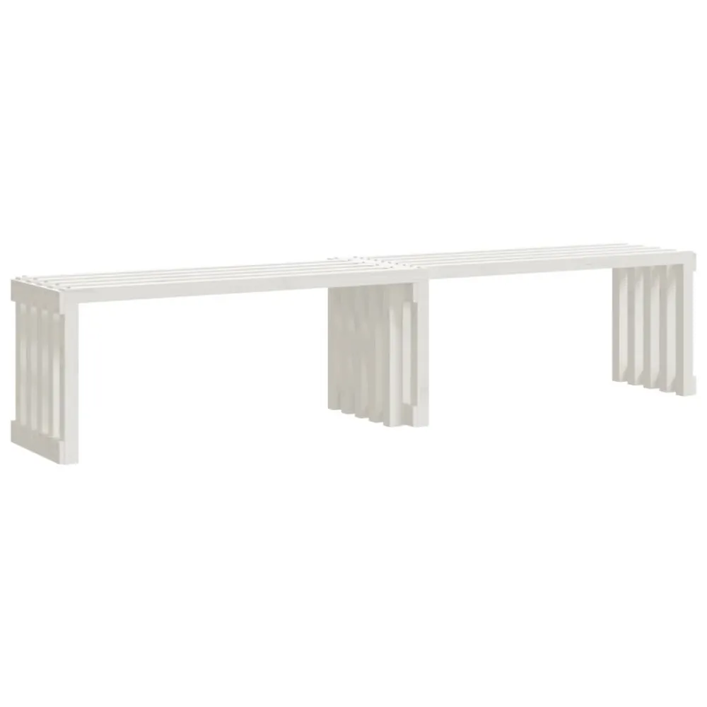 Puf de Exterior Banco de jardim extensível 212,5x40,5x45 cm pinho maciço branco